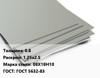 Лист нержавеющий 0.8 1.25х2.5 Сталь: 08Х18Н10 ГОСТ 5632-83 цена от 317050 ₼ / т, где купить, условия доставки в Баку и Бакинская области
